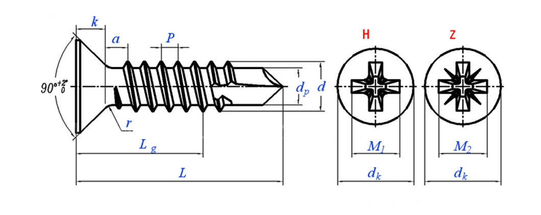 Hot Sale Fastener SS304 Stainless Steel Countersunk Head Drilling Screw